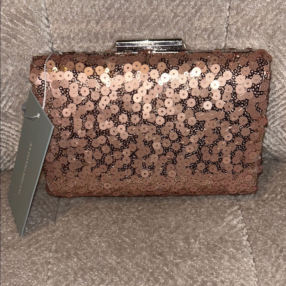 ANTONIO MELANI Gold Clutch with Textured Sequin Finish